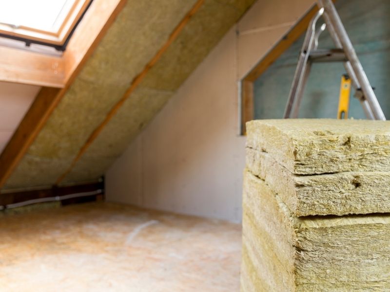Attic renovation and thermal Insulation with mineral rock wool by Insulation Services in Chatsworth CA